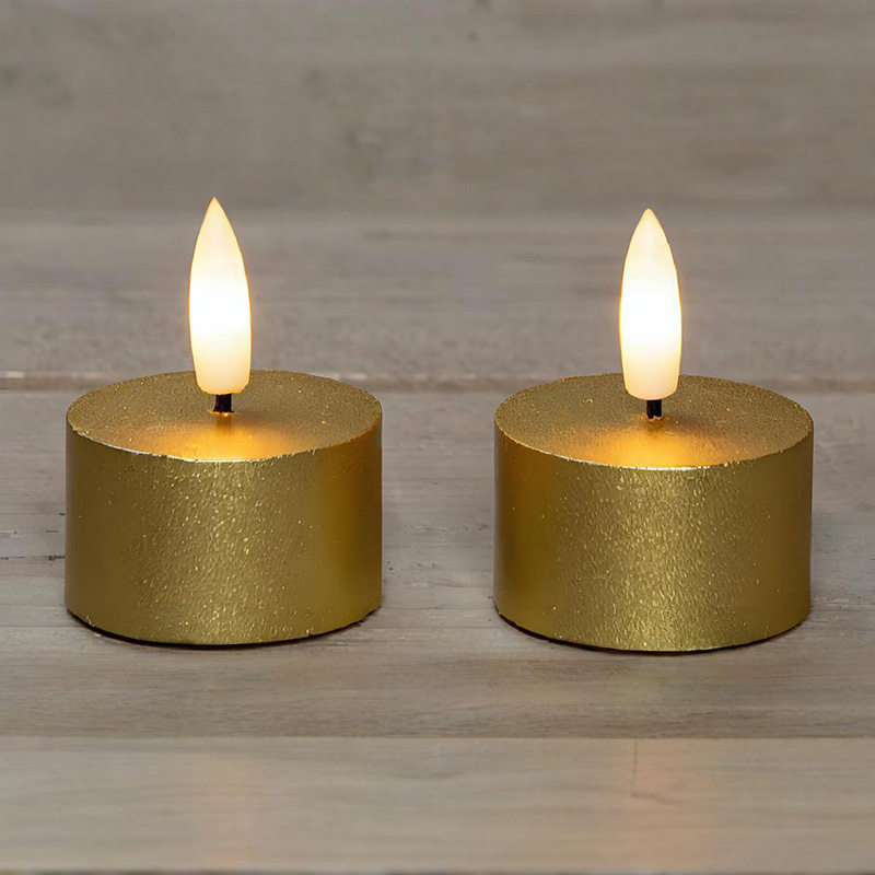 Set 2 Lilin Tealight Emas Tanpa Api