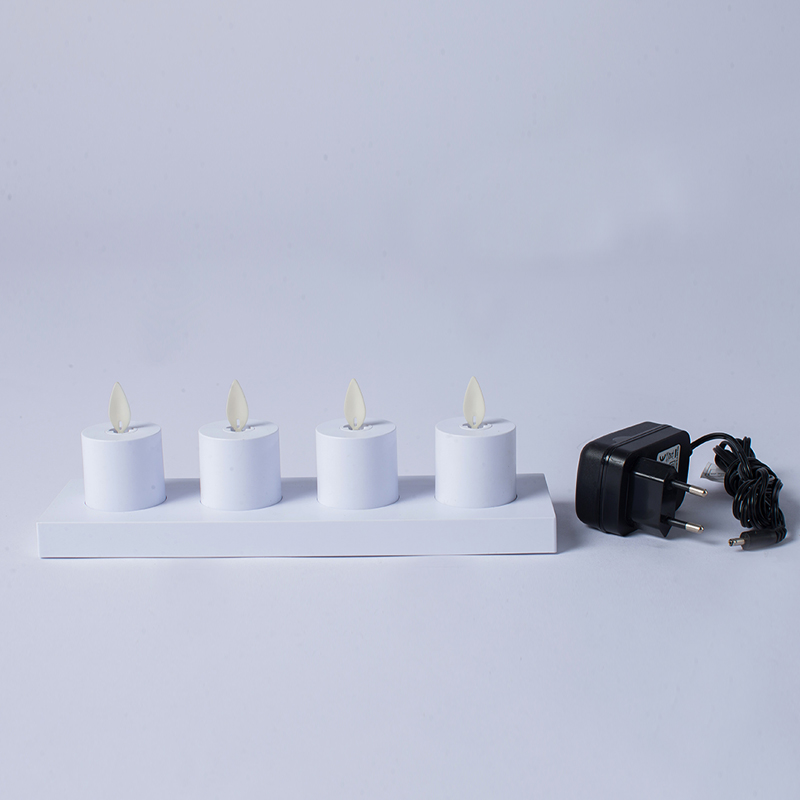 4 Pak Lilin Tanpa Api Isi Ulang Induktif Putih