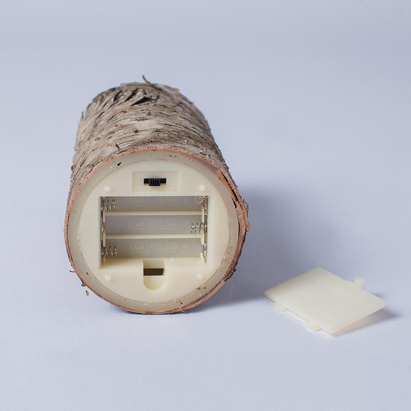 Set 3 Lilin Pilar yang Dioperasikan dengan Baterai Kulit Kayu Birch